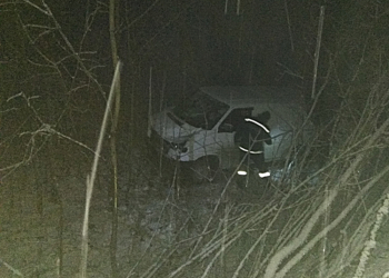 Николаевским спасателям пришлось доставать из кювета автомобиль, в котором была семья с двумя детьми