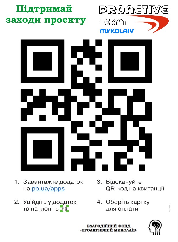 Жители Николаева могут поддержать проекты БФ “Проактивный Николаев” с помощью QR-кода и мобильного приложения Приват24 1