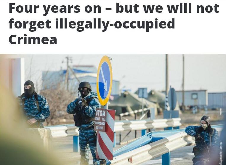 "Четыре года спустя - но мы не забудем незаконно оккупированный Крым": 8 министров иностранных дел написали совместную статью 1
