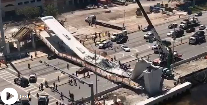 В Майами рухнул 950-тонный пешеходный мост, есть жертвы 1