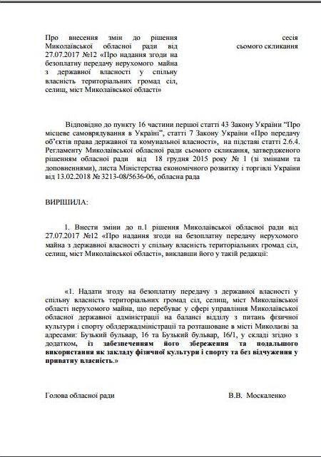Николаевскому облсовету предлагают защитить корты базы «Спартак» от приватизации 1