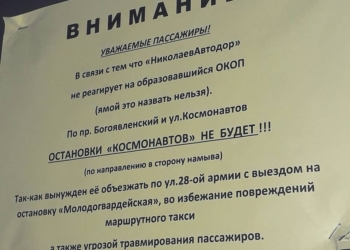 Водитель николаевской маршрутки игнорирует остановку из-за ямы на дороге