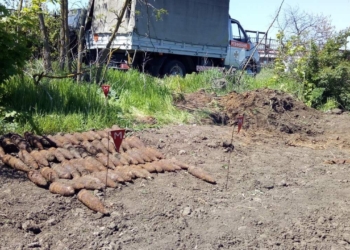 Николаевские пиротехники уничтожили 62 снаряда, которые нашли на огороде в селе Половинки