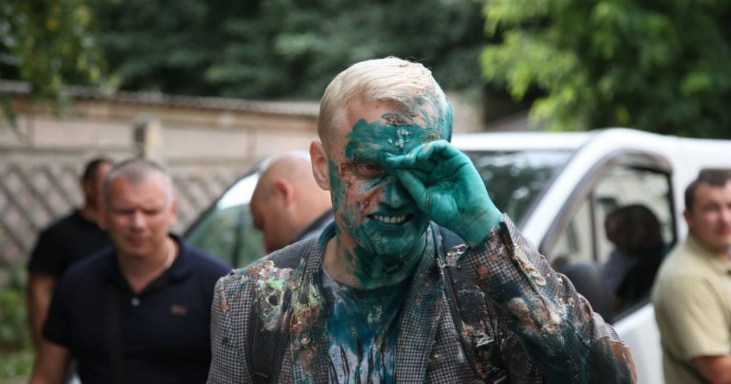 Антикоррупционера Шабунина в Киеве облили зеленкой и забросали тортами 1