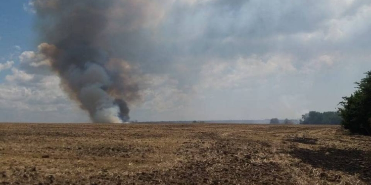 Возле Рыбаковки второй раз горят поля: халатность или злой умысел?