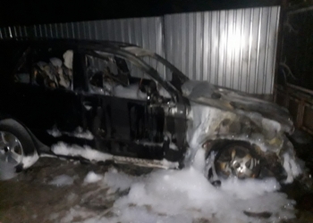 В Новом Буге ночью сгорел припаркованный рядом с домом автомобиль
