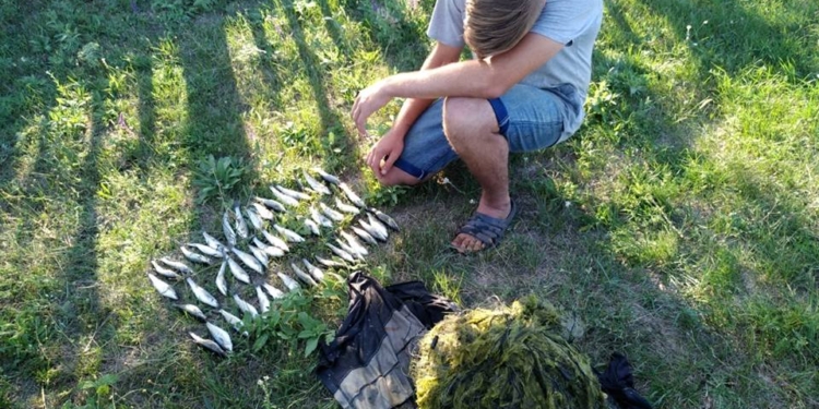 И сети, полные кефали: на Тилигульском лимане Николаевский рыбоохранный патруль поймал 18-летнего рыбачка с уловом