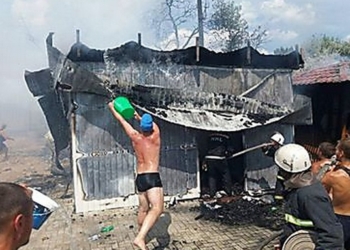 На курорте Коблево пожар