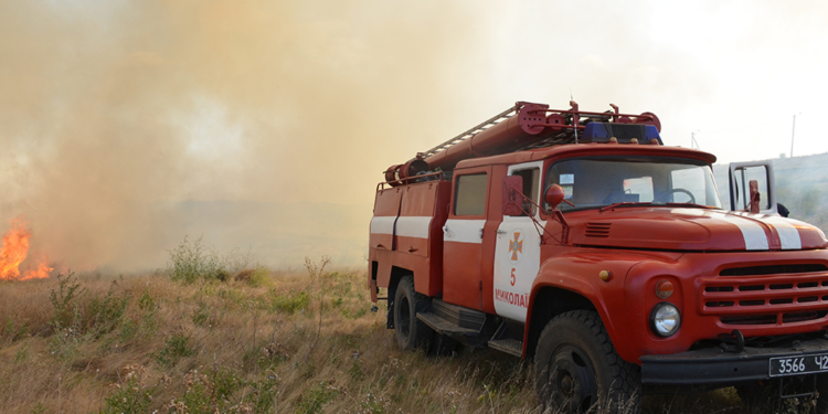 В Николаеве горит территория бывшего водохранилища