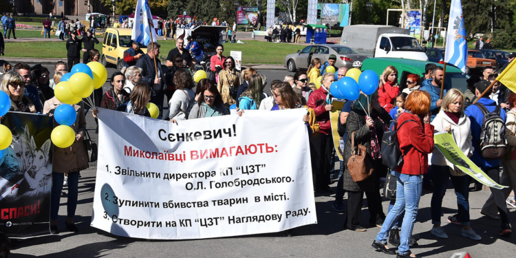 В Николаеве прошел очередной митинг зоозащитников против эвтаназии и за отстранение Голобродского