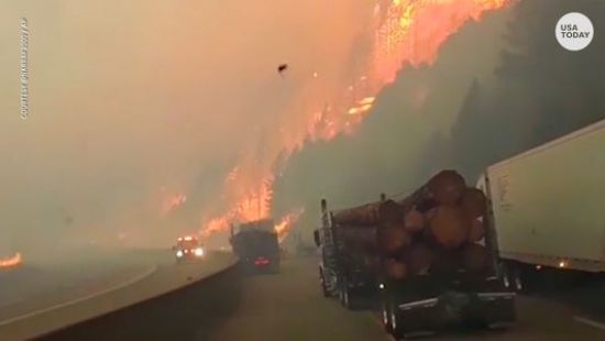 Как в блокбастере: американец снял видео прорыва сквозь лесной пожар в Калифорнии