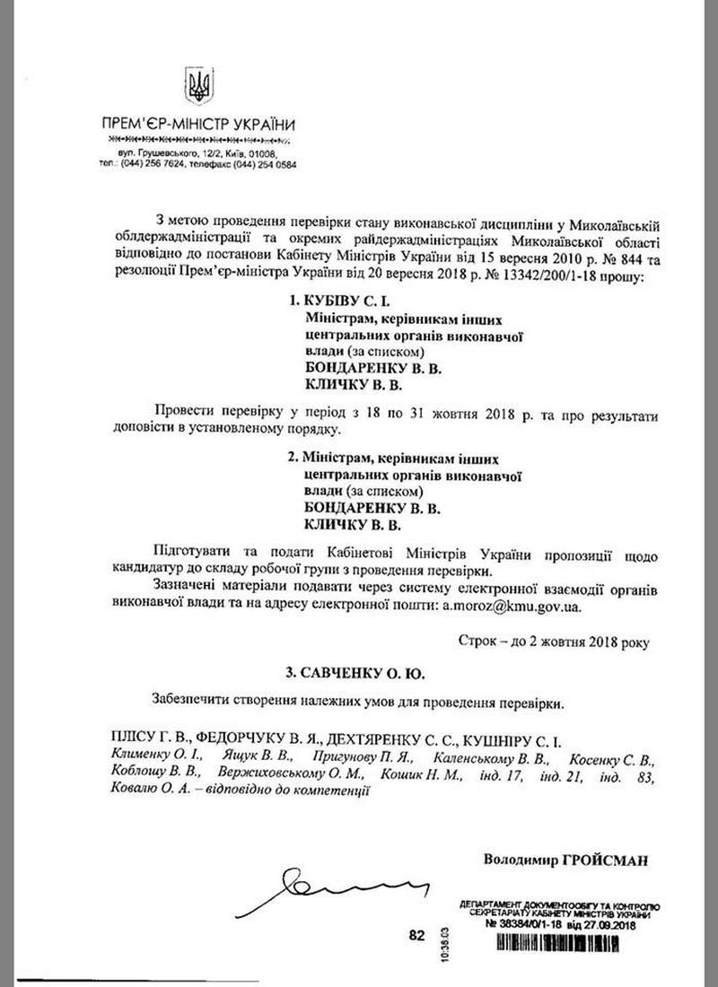 Гройсман отправил комиссию проверить дисциплину Николаевской ОГА 1