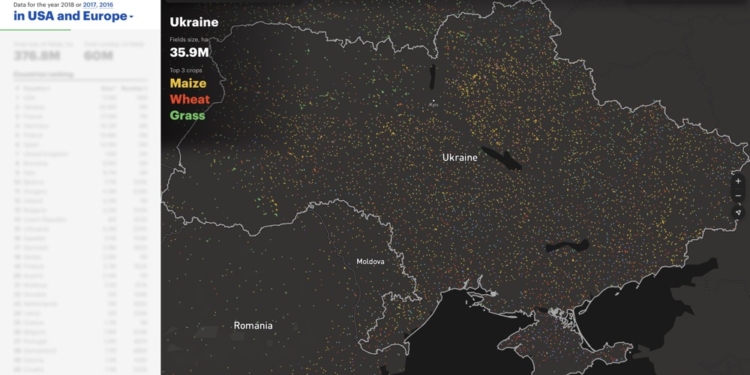 Минский стартап OneSoil запустил интерактивную карту сельскохозяйственных полей. Украина – на втором месте по площади