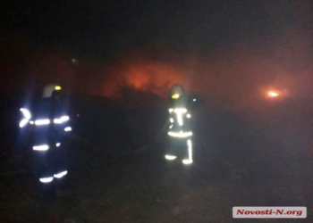 На свалке под Николаевом тушат огромный пожар