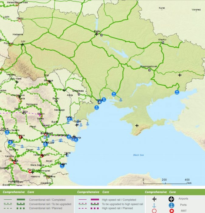 Еврокомиссия обнародовала карты трансъевропейских коридоров TEN-T на территории Украины - Николаев в сети 2