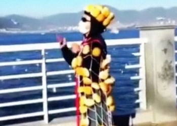 В Китае появился «братец-хлеб». Он носит плащ и корону из булочек, чтобы кормить чаек