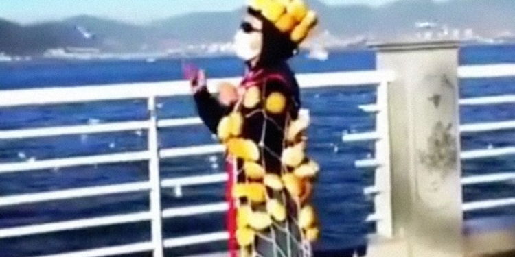 В Китае появился «братец-хлеб». Он носит плащ и корону из булочек, чтобы кормить чаек