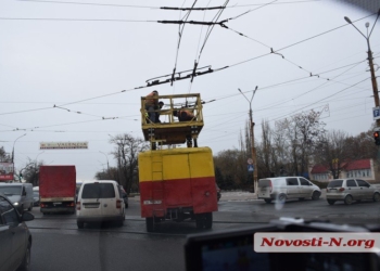 Рядом с Николаевским зоопарком произошел обрыв контактной сети. Движение троллейбусов остановлено
