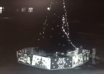 Снова новогодние вандалы. На этот раз они похитили гирлянду с главной елки в городе Арбузинка