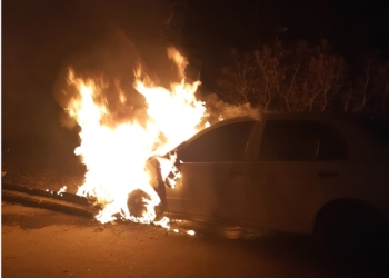 В Николаеве тушили Skoda Fabia