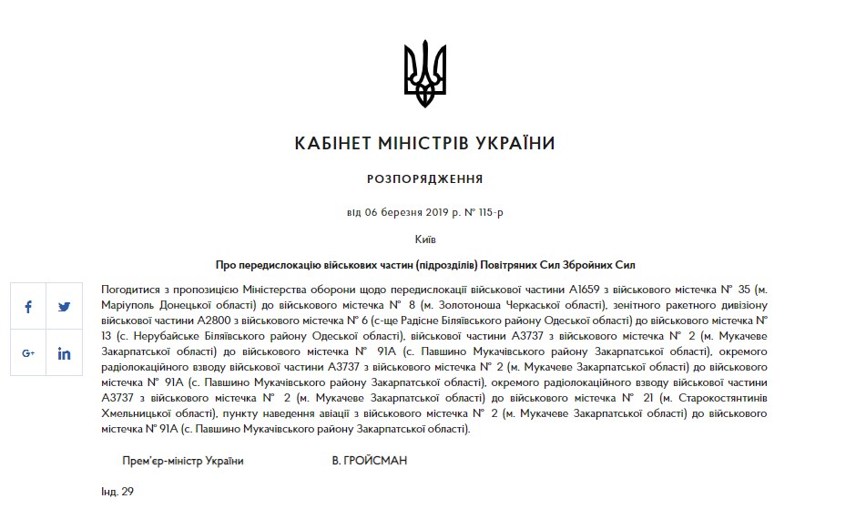 Кабмин утвердил передислокацию воинских частей Воздушных сил ВСУ. Николаева она не коснется 2