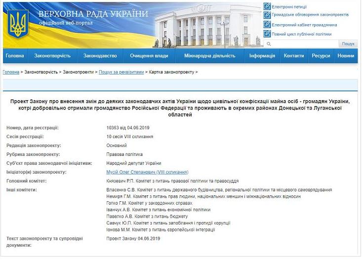 ВР предлагают конфисковывать имущество граждан Донбасса, получивших российские паспорта 1