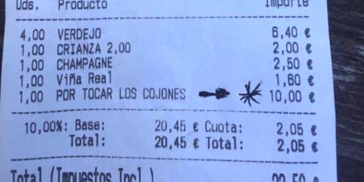 В Испании «доставучему» посетителю бара увеличили счет на 10 евро. И он заплатил (ФОТО)