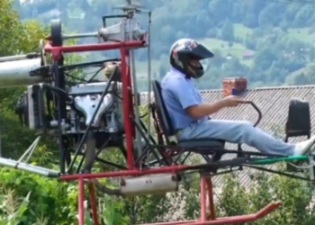 На Закарпатье сельский голова летает на самодельном «гуцульском» вертолете (ВИДЕО)