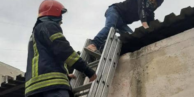 В Николаеве спасателям пришлось выручать подростка, который не мог спуститься с крыши (ФОТО)