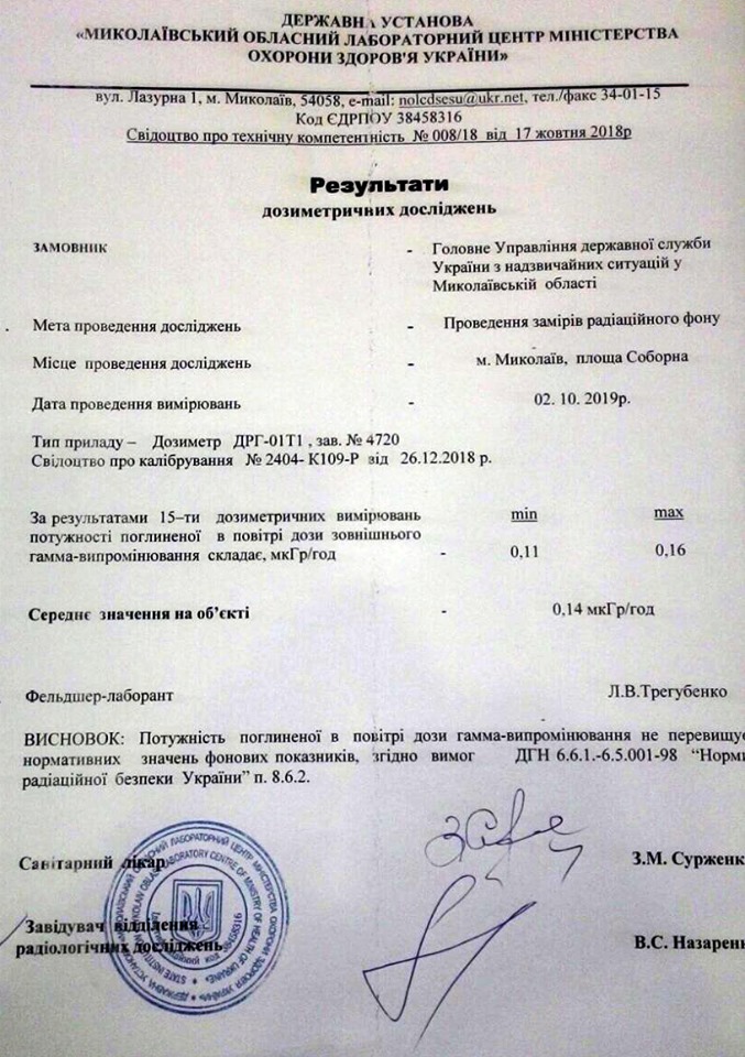 На Соборной площади Николаева замерили радиацию – не «фонит» (ДОКУМЕНТ) 1