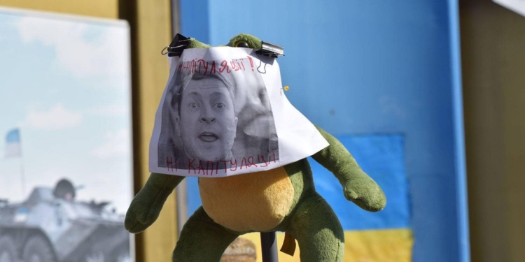 Помощник николаевского «слуги народа» нажаловался СБУ на участников вече, принесших лягушонка-Зеленского (ФОТО)