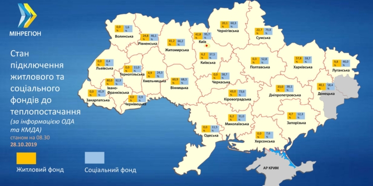 Минрегион: отопительный сезон стартовал во всех областях. На Николаевщине отапливается 6,2% жилого фонда (КАРТА)