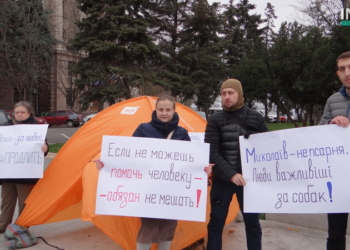 Николаев – не псарня: мэрию пикетируют горожане, которые хотят принятия программы обращения с бездомными животными, и зовут на субботний митинг (ФОТО, ВИДЕО)