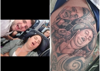 Перешел все границы: британец отомстил жене, сделав себе ее татуировку с лишними подбородками
