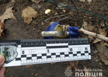 В центре Николаева у жилого дома нашли боевую гранату, привязанную к палке (ВИДЕО)