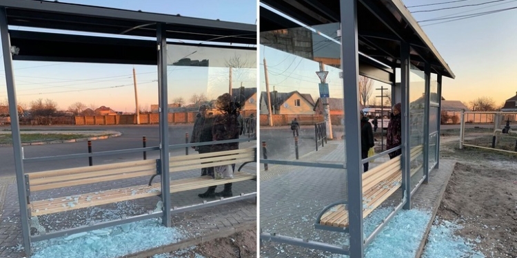 В Николаеве на «Северном» вандалы «разбомбили» новый остановочный павильон (ФОТО)