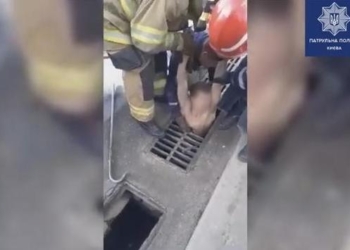 Из ливневой канализации в Киеве достали голого мужчину (ВИДЕО)