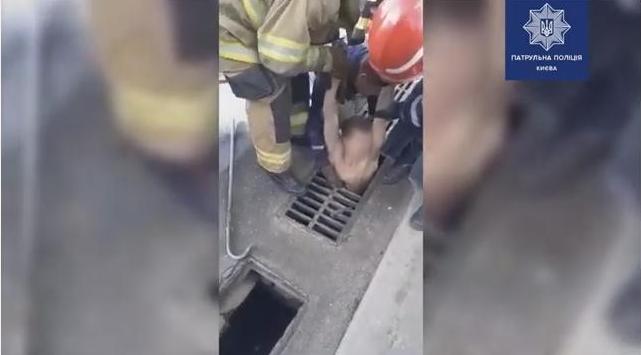 Из ливневой канализации в Киеве достали голого мужчину (ВИДЕО) 1