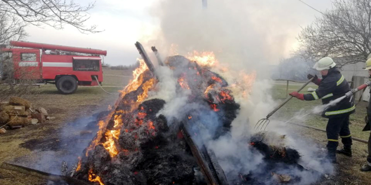 На Николаевщине снова тушили сено – сгорело 1,5 тонны (ФОТО)