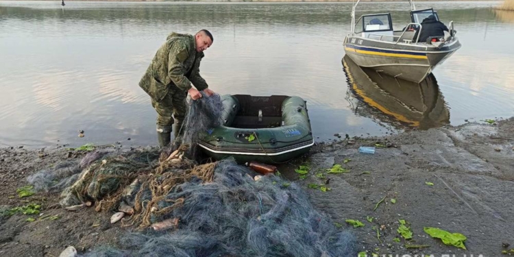 Николаевская водная полиция вытралила 1,5 км браконьерских сетей на Южном Буге (ВИДЕО)
