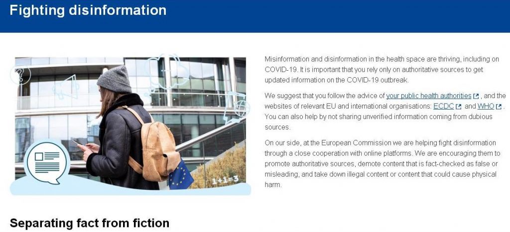 На сайте Еврокомиссии появился специальный раздел по разоблачению фейков о коронавирусе 1