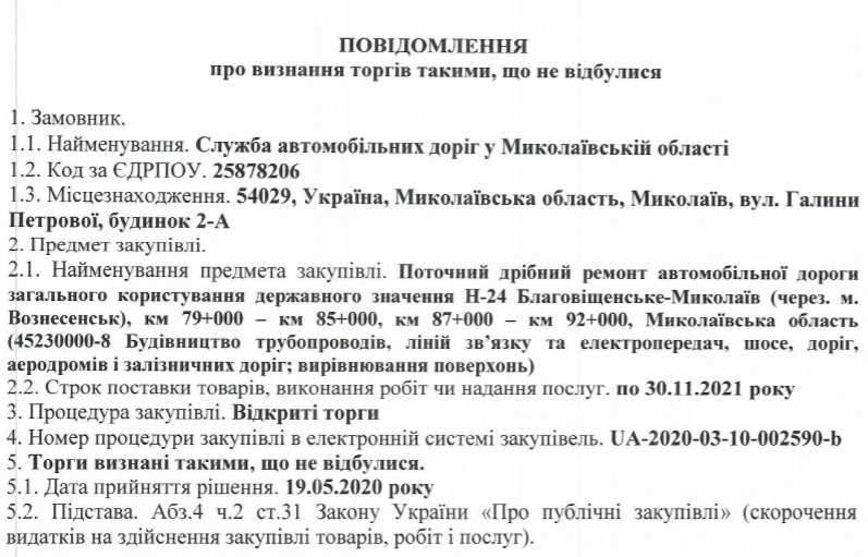На Николаевщине отменили крупный тендер на ремонт трассы Н-24 - нет денег 1
