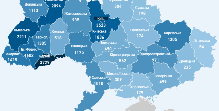 В Украине резко снизилось число новых заболевших COVID-19 за сутки