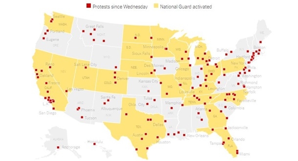 В США 21 штат задействовал Нацгвардию из-за беспорядков
