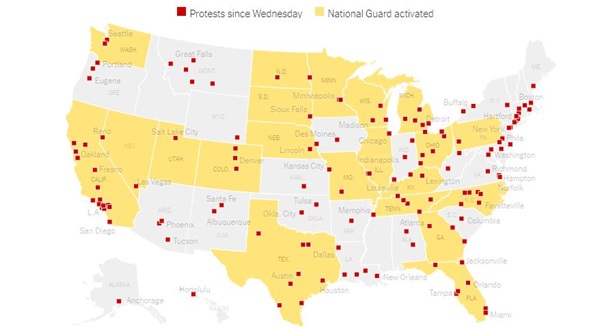 В США 21 штат задействовал Нацгвардию из-за беспорядков 1