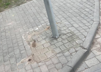 Во Львове коммунальщики нарисовали брусчатку на бетоне, чтобы не класть новую