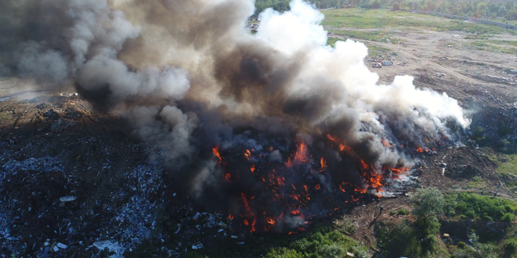 С начала года на Николаевщине зарегистрировали 6 пожаров на полигонах твердых бытовых отходов