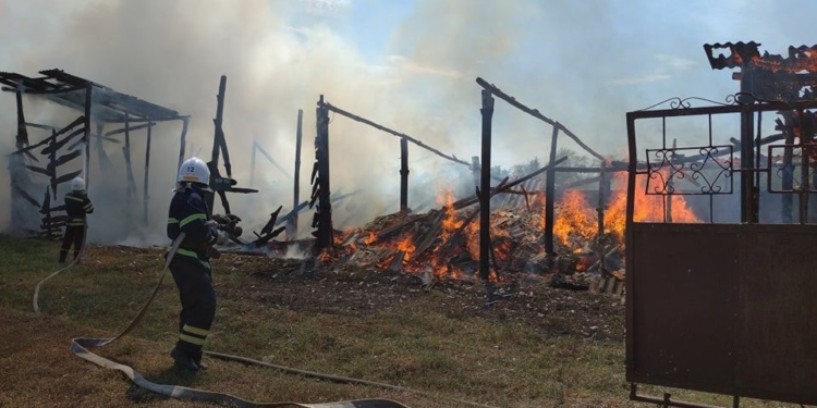 В Вознесенске у гериатрического интерната тушили сенник (ФОТО)