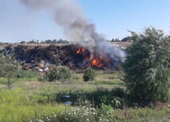 Под Николаевом крупный пожар на мусорной свалке возле села Мешков-Погорелово (ФОТО, ВИДЕО)