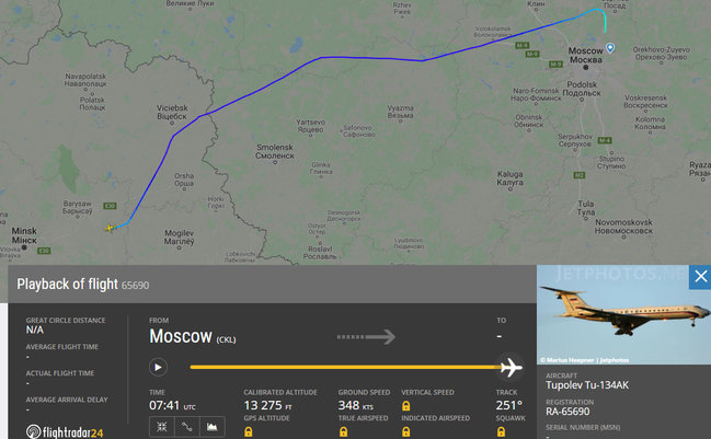 В Беларусь из Москвы прилетели два самолета ВВС России, - Flight Radar 3